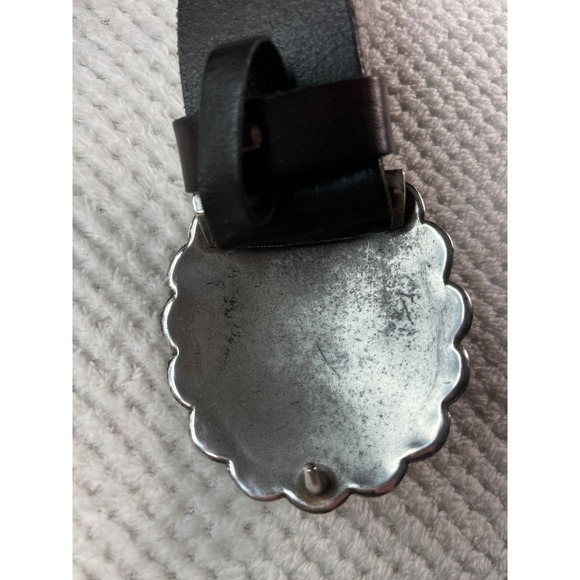 Lauren Ralph Lauren Black Leather Western Concho Belt Turquoise Stone Size M - Picture 5 of 12